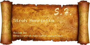 Stroh Henrietta névjegykártya